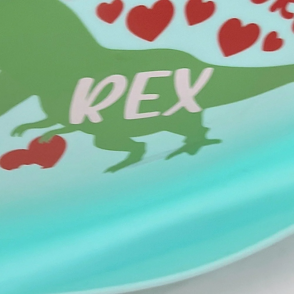 Valentine T Rex Green lovasaurus Bib Silicone 6mth+